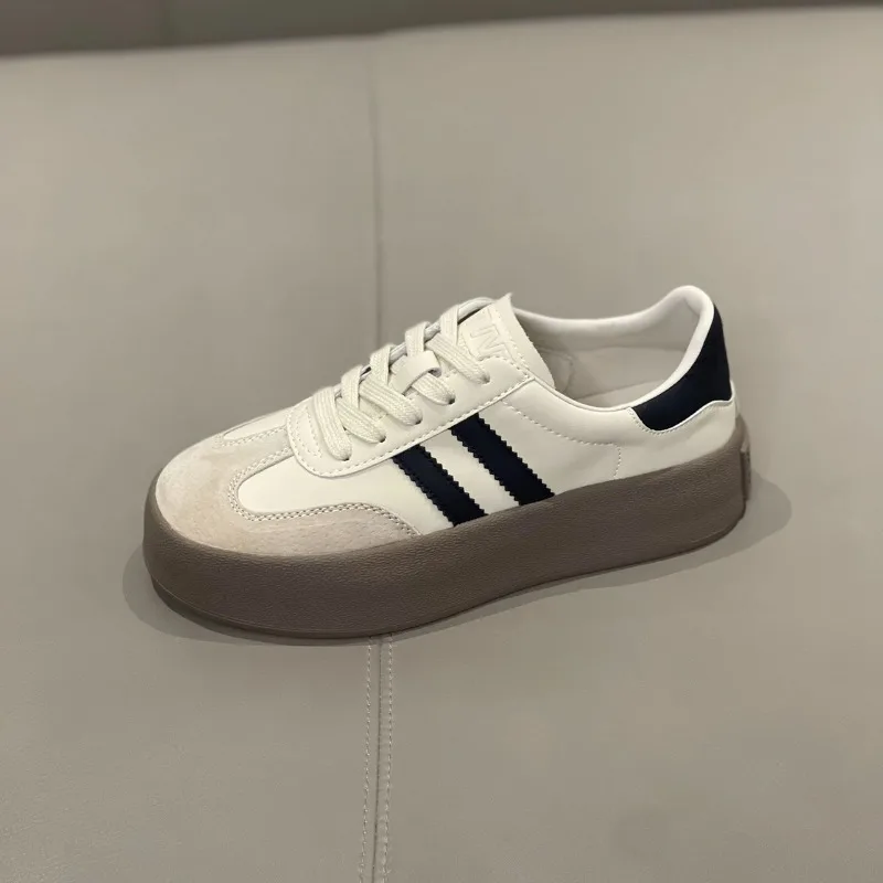 أحذية كاجوال عصرية للربيع والخريف بنعل سميك، أحذية رياضية، أحذية فردية بنعل ناعم من الجلد الطبيعي 2025