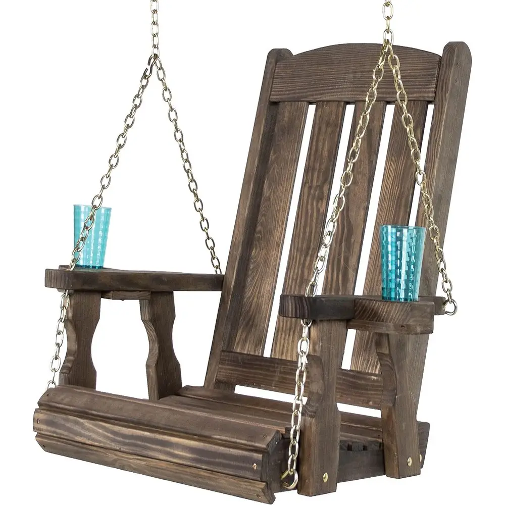 

Прочное подвесное кресло в миссионерском стиле с подстаканниками, отделка цвета Rich Walnut