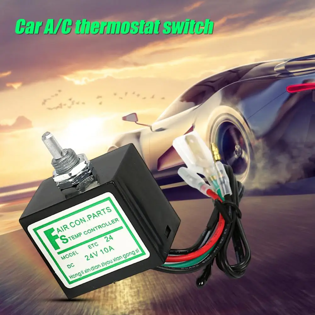 AC Thermostat Controller  Practical Heat-resistant Anti-Corrosion  12V/24V 10A Car A/C Temperature Switch for Car