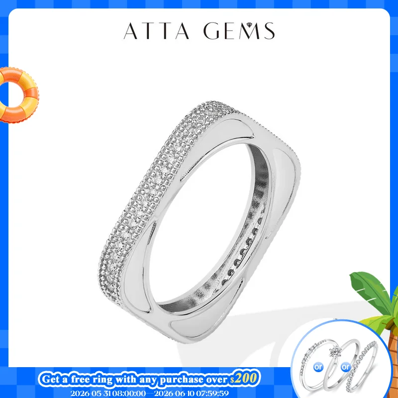 

ATTAGEMS 2025 New Full Moissanite Ring DVVS1 Square Circle Cut 1.0mm S925 Sterling Silver Wedding Band for Women Men Daily Gifts