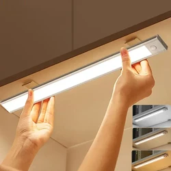 Night Lamp Motion Sensor Led USB Rechargeable Detector Movement Cabinet Lights 3 Colors In One Lamp Bedroom Kitchen Decor
