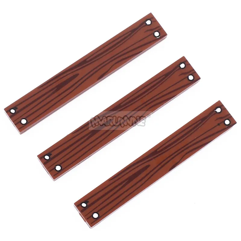 Marumine 20PCS Wooden Floor Build Brick Accessories Tile 1x6 With Wood Grain Pattern 6636 pb13 City House MOC Building Blocks