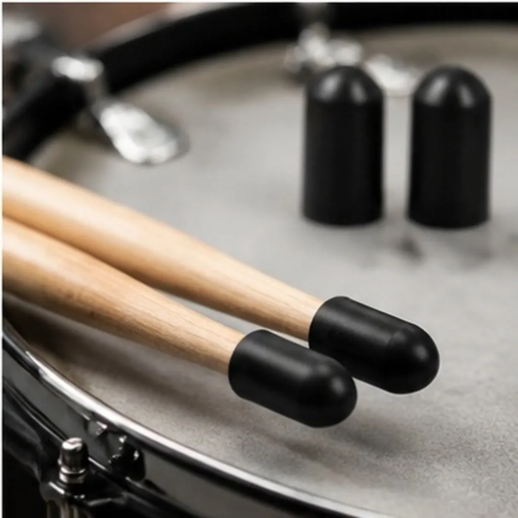 10Pcs Silicone Drumstick Silent Tips Mute Practice Protectors Reduce Noise Protect Drumstick Head Quiet Playing Black