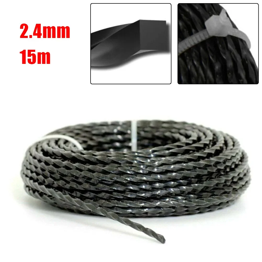 Trimmer Line 2.4mm Thick 15 Meter Heavy Duty Grass Cutting Cord for Brush Cutters String Trimmers Lawn Care Replacement