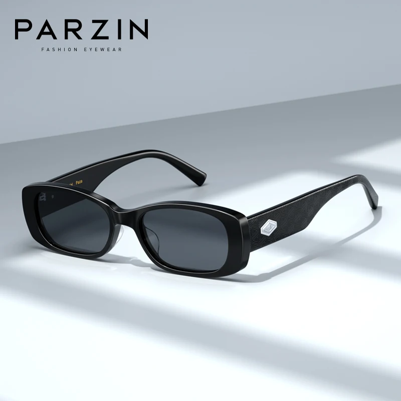 PARZIN Brand  New Vintage Rectangle Sunglasses Women UV Protection Men Sun Glasses Black 12710