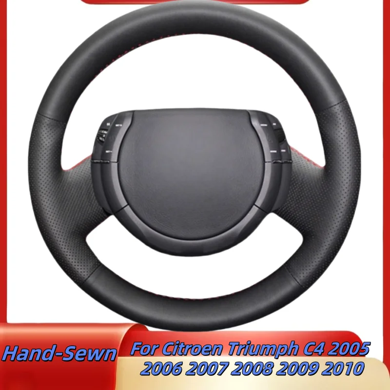 Car Steering Wheel Cover Hand-Sewn Microfiber Leather For Citroen Triumph C4 2005 2006 2007 2008 2009 2010 Car Accessories