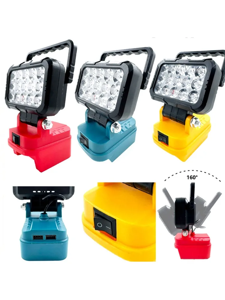 3-inch LED-werklamp geschikt voor Makita/Milwaukee/Dewalt 18V lithium-ionbatterij met handvat en USB-interface zaklamp - afbeelding 2