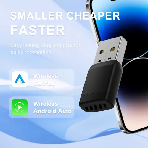 Imagen 2 del producto Adaptador CarPlay 2 en 1 con cable a inalámbrico para coche, Android Auto AI Box Play & Plug para sistema de navegación CarPlay AA con cable OEM