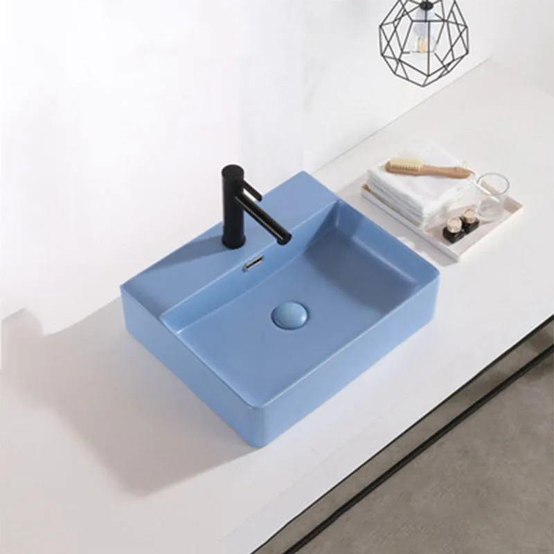 Home Nordic Matte Square Above Counter Basin Bathroom Wash Basin Gray Balcony Washbasin Ceramic Hotel Wash Basin