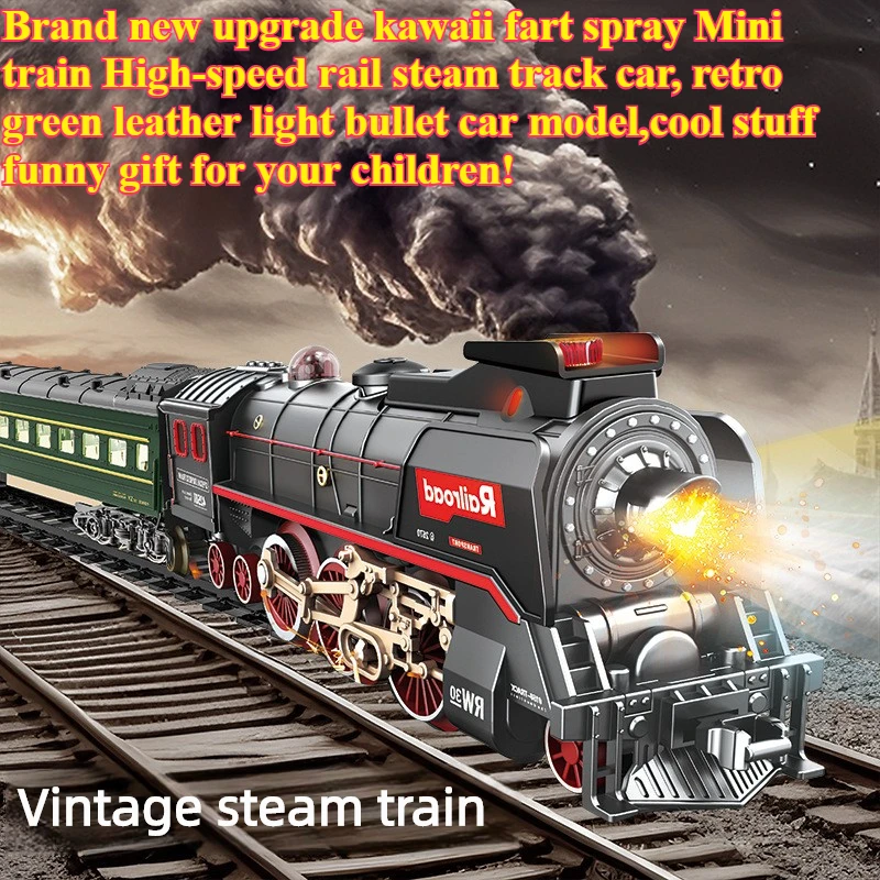 Cool Stuff Toy Car Funny Gift-Kawaii High-speed Track Train, afstandsbediening auto, Retro Steam Track Car, elektrische auto, speelgoed voor kinderen