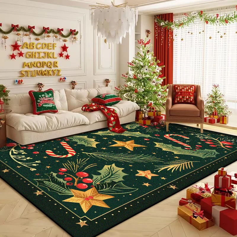 Christmas Carpet Flannel Bedroom Decoration Large Area Rugs Sofa Side Carpets for Living Room Soft Fluffy Lounge Floor Mat