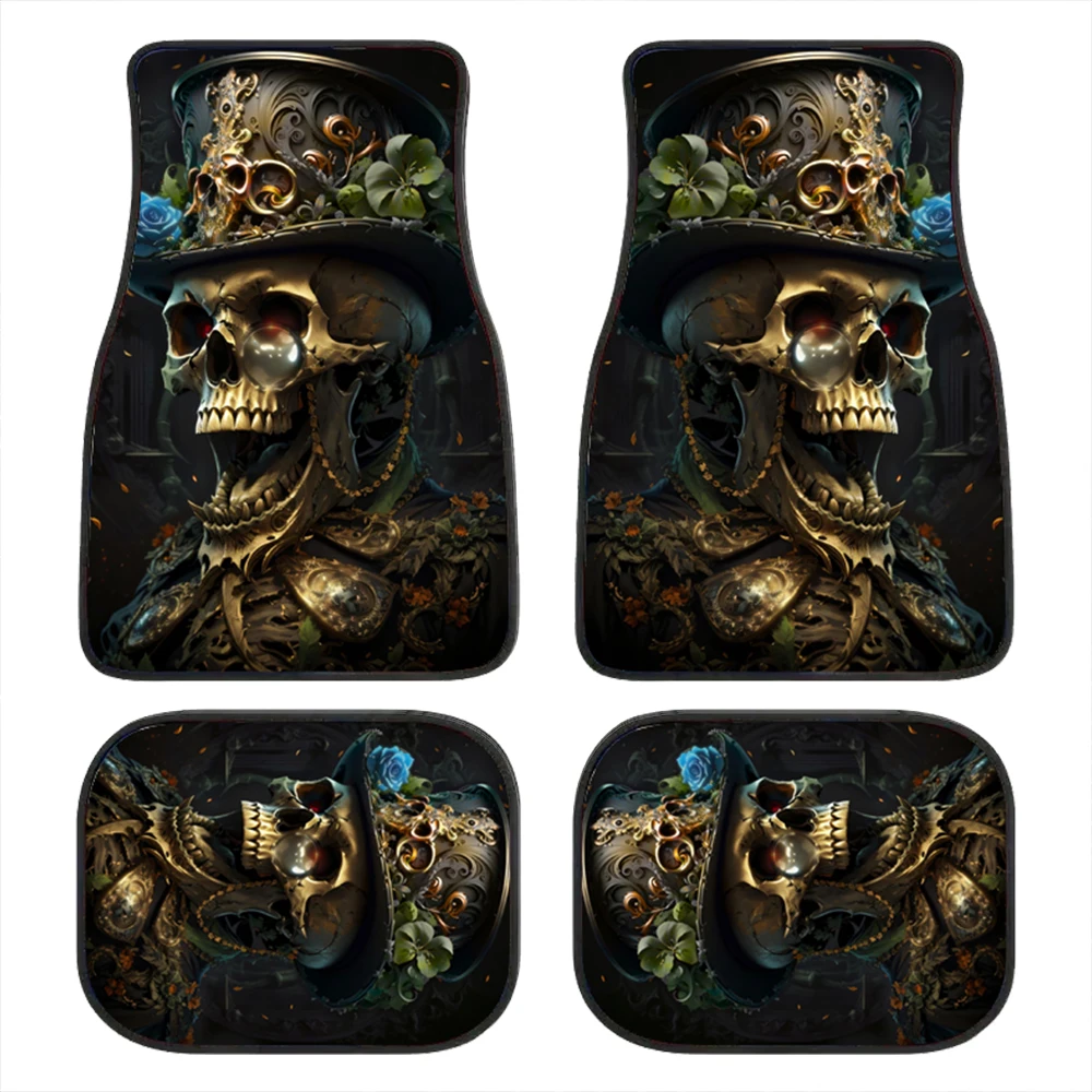 2/4PCS Gentleman Skull Pattern Dywaniki samochodowe pochłaniające wodę Antypoślizgowe dywaniki przeciwporostowe do przednich i tylnych foteli samochodowych