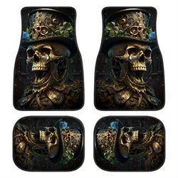 2/4PCS Gentleman Skull Pattern Car Floor Mats Water-absorbent Anti-slip Anti-fouling Mats for Car Front and Back Seat Carpets