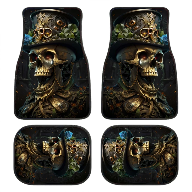 2/4PCS Gentleman Skull Pattern Dywaniki samochodowe pochłaniające wodę Antypoślizgowe dywaniki przeciwporostowe do przednich i tylnych foteli samochodowych