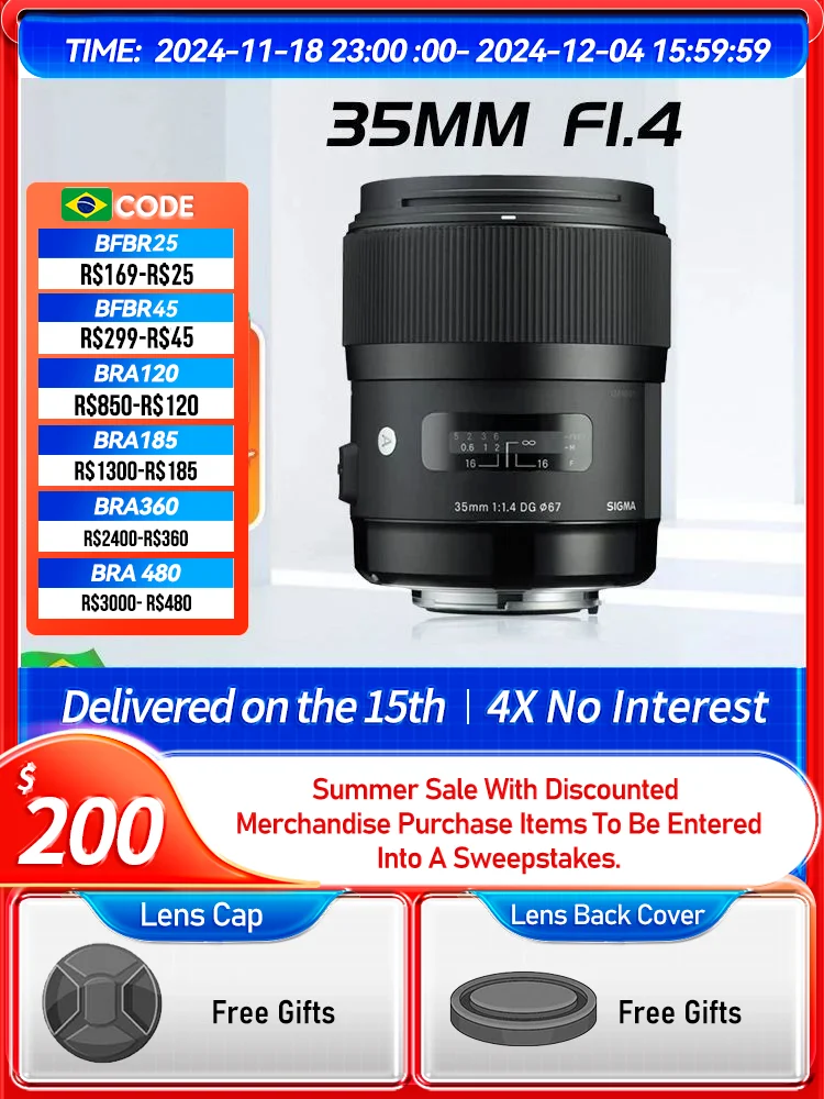 Sigma 35mm F1.4 DG HSM Art Full Frame Prime Digital SLR Camera Lens for Canon 6DII 5D IV Sony A7 III IV Nikon D850 35 1.4 (Used)