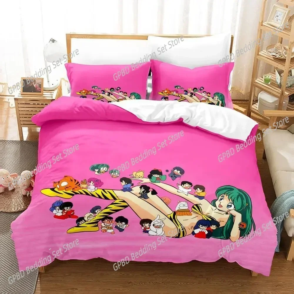 Urusei Yatsura Lum 3D Bedding Set Duvet Cover Pillowcases Single Twin Full Queen King Size Home Decor Quilt Boys Gift Quilt Cove