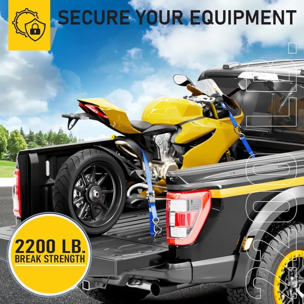 

Прочные стяжные ремни с мягкими петлями, нагрузка до 2200 фунтов, 4 штуки, 15 футов, для перевозки грузов