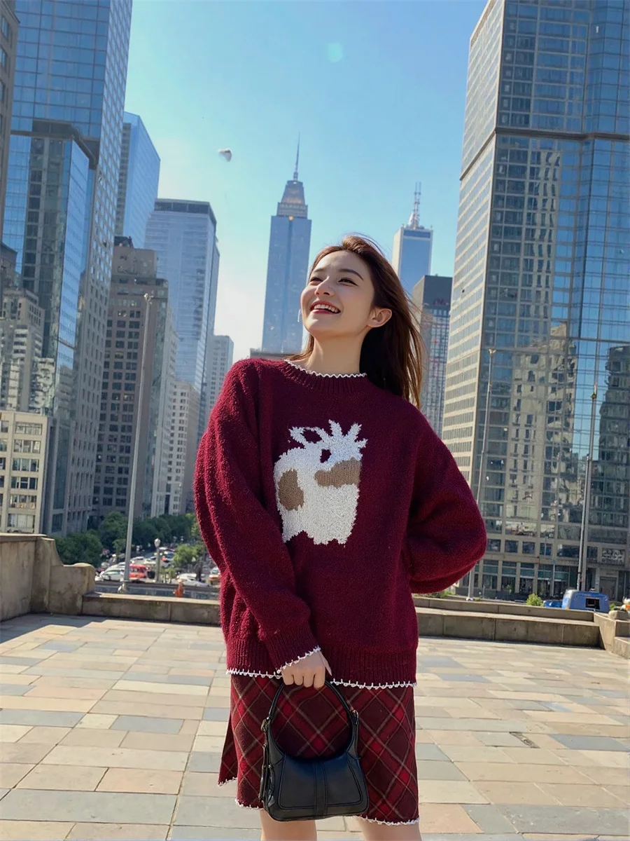 シンプルでエレガントなプルオーバー女性の冬暖かいルーズソフトニットセーター O ネック韓国ファッション甘い優しいカジュアル無地