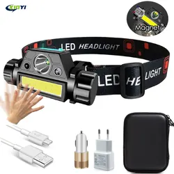 Motion Sensor LED Headlamp COB USB Rechargeable Built-in Battery induction Headlight Waterproof Head Torch Head Lamp Lantern