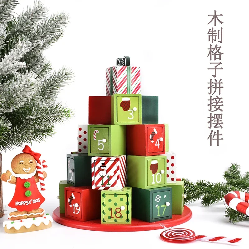 

Christmas Decorations Christmas Wooden Calendar Timing Box Window Desktop