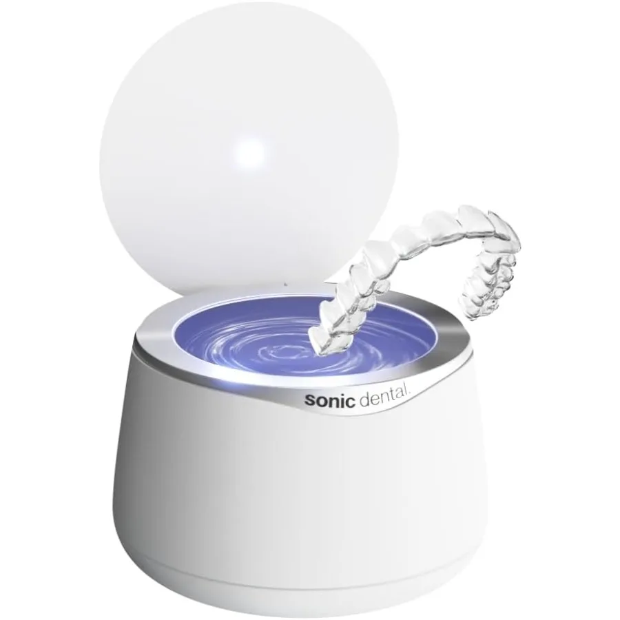 Sonic Pro Dental Cleaning Pod 43kHz Ultrasonic Retainer Cleaner Machine for Dentures Mouth Guards Braces Toothbrush Heads Jewel