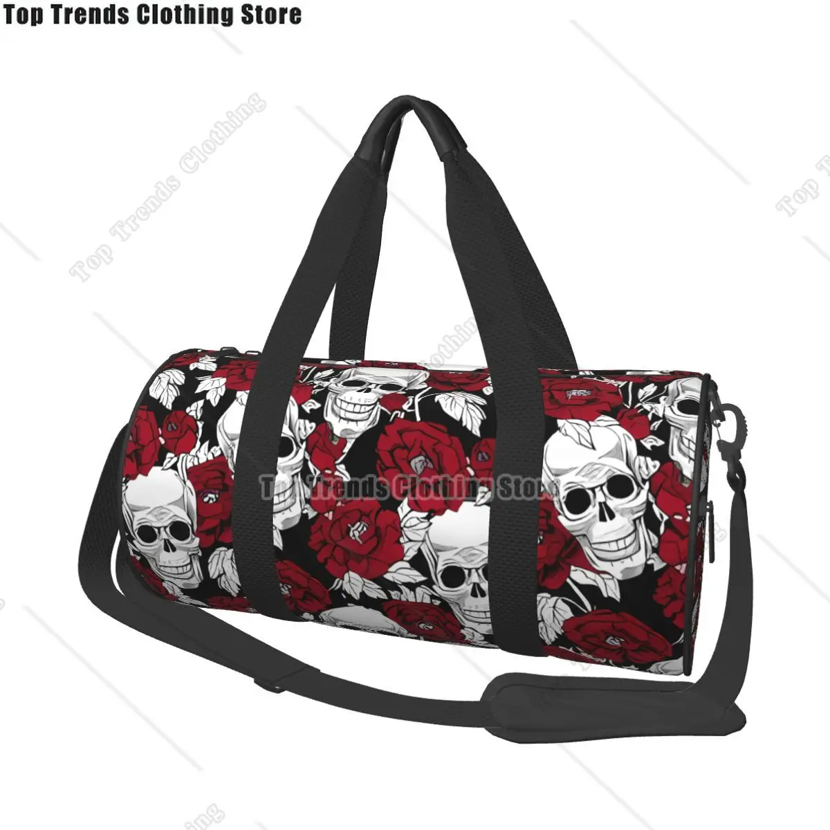 

Funny Goth Skull Flower Sport Bags 3D Print with Shoes Gym Bag Portable Men Printed Handbag Swimming Novelty Fitness Bag