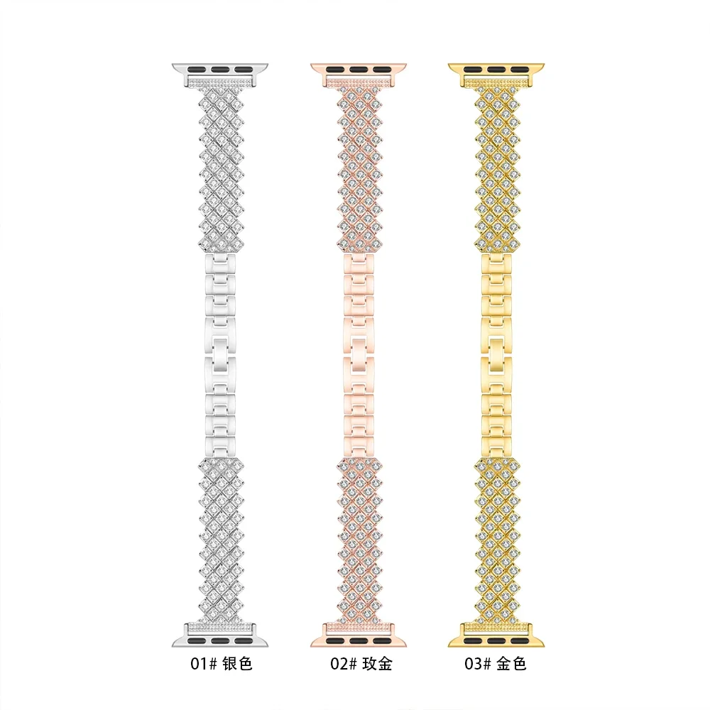 Luxury Diamond Strap For Apple Watch Ultra 10 9 8 7 46mm 45mm 41mm 49mm Women Metal Band For iWatch 6 5 4 SE 44mm 42mm 40mm 38mm