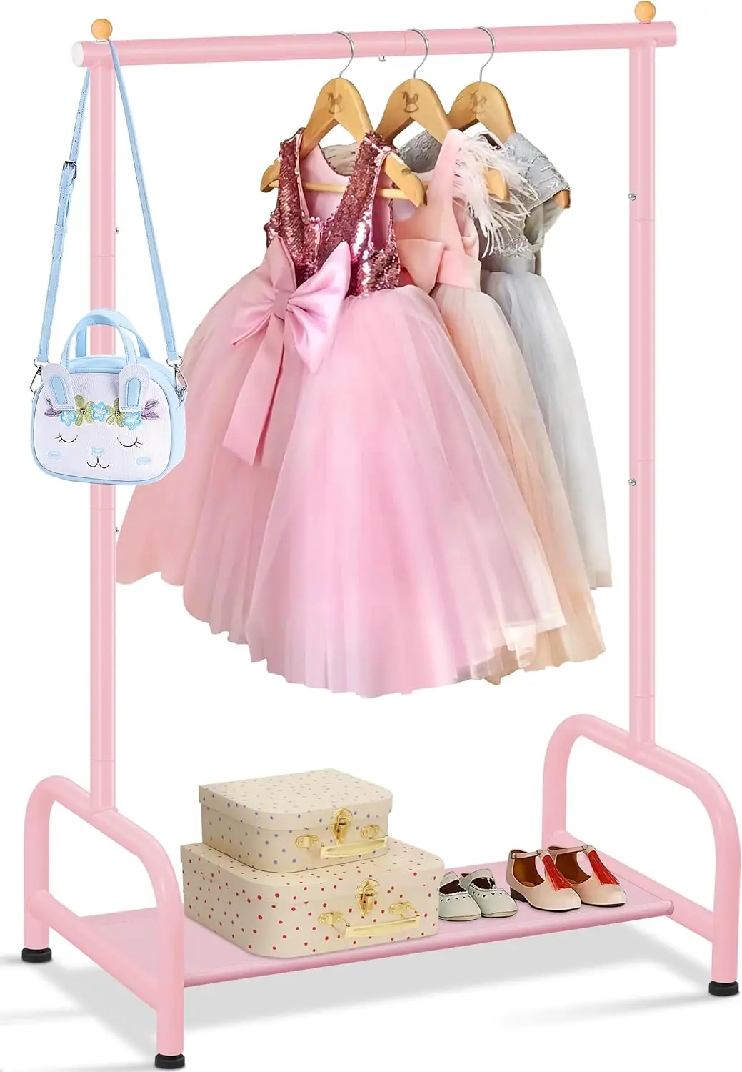 

Детская вешалка для одежды, маленькая вешалка для детской одежды с нижней полкой для хранения, вешалка для детских нарядов, хранение для пальто, танцевальных костюмов