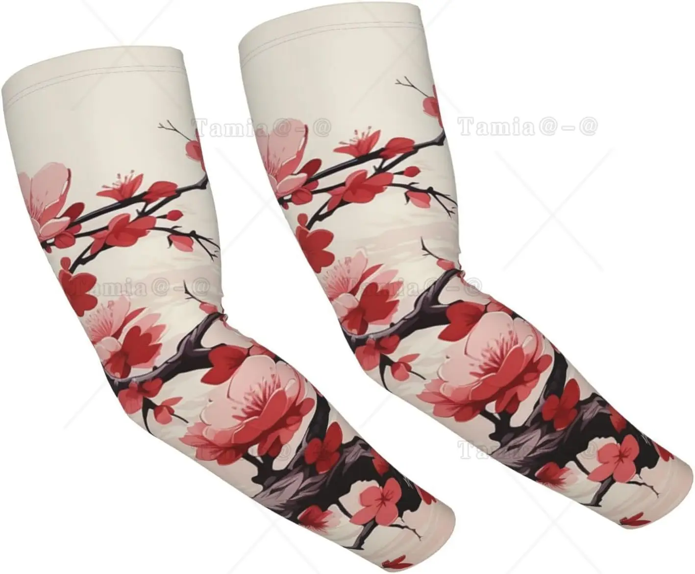 

Sun Protection Arm Sleeves for Women Men Japanese Floral Cherry Blossom Arm Cover Cooling Sports Sleeves with Thumb Hole