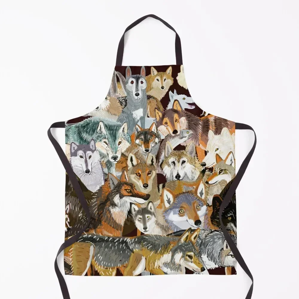 

Wolves oclock Time to Wolf Apron Men kitchen Waiter Uniforms Woman Kitchen Apron