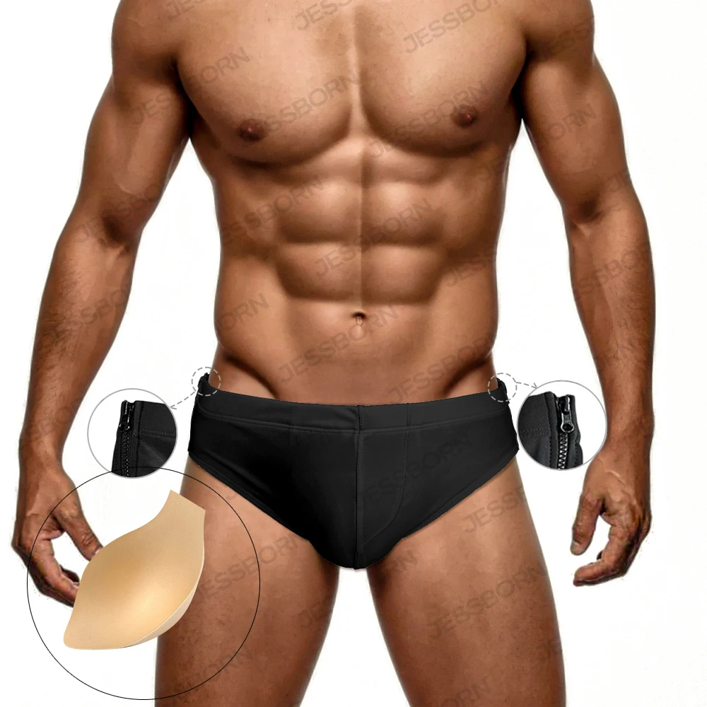 

Мужские купальники с открытой молнией, быстросохнущие дышащие трусы для плавания, сексуальные купальные костюмы с низкой талией, модные пляжные шорты для серфинга