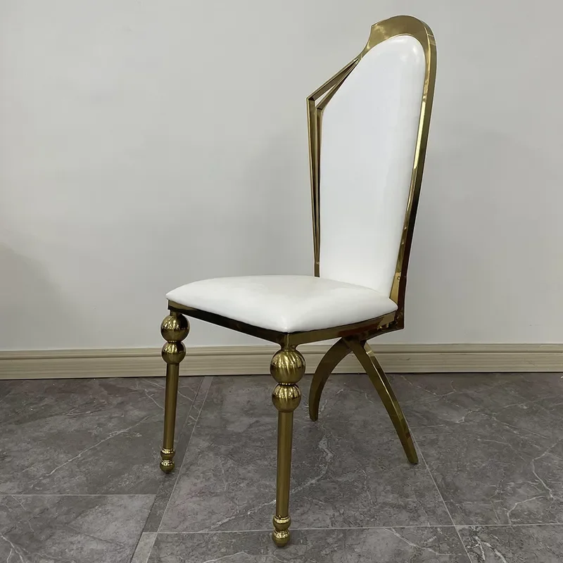Batch Customization European Stainless Steel Banquet Chair PU Leather Dining Chair for Creative Leisure Hotel Wedding Event