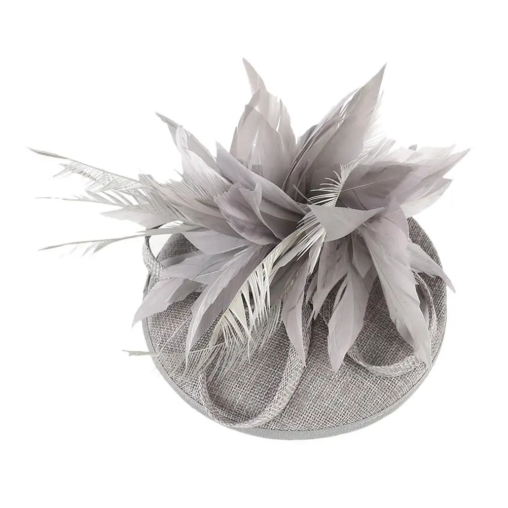 

s Women Fasinators For The Hair Bobby Pins Fascinators Tea Party Fashion Grey Plume Decor Accessories Hair Flowers B