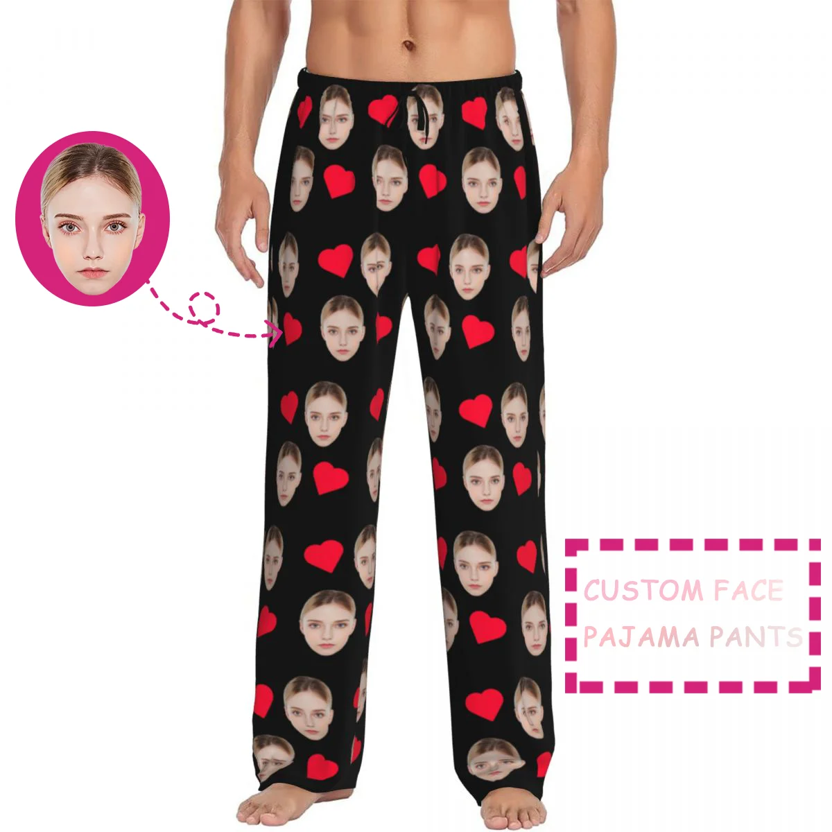 Custom Print Men Personalized Head Face Photo For Boy Friend Gift Pajama Pants Sleepwear Sleep Lounge Bottoms with Pockets