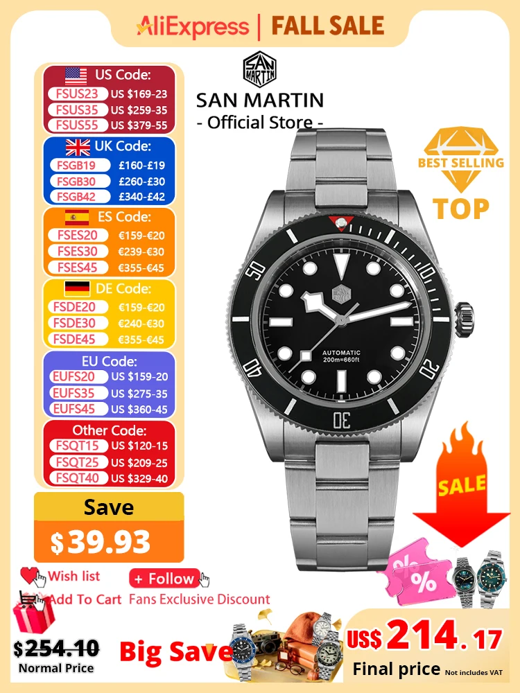 San Martin Upgraded BB58 40mm Retro Luxury Men Diver Watch NH35 Automatic Mechanical Sapphire 200m Waterproof Reloj SN0008D