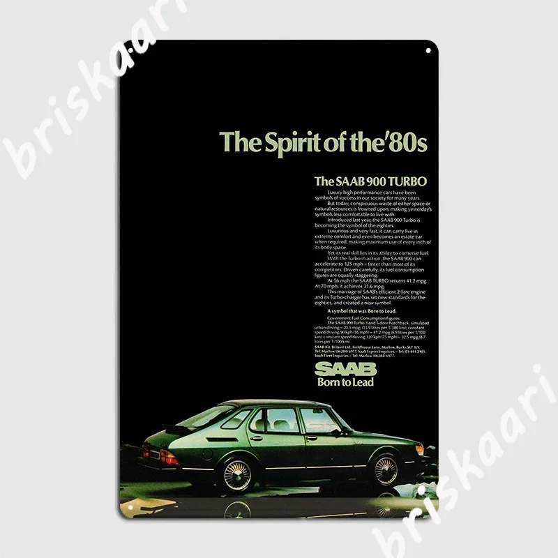 Saab 900 Turbo Metal Sign Cave Pub Personalized Cinema Living Room Wall Decor Tin Sign Posters