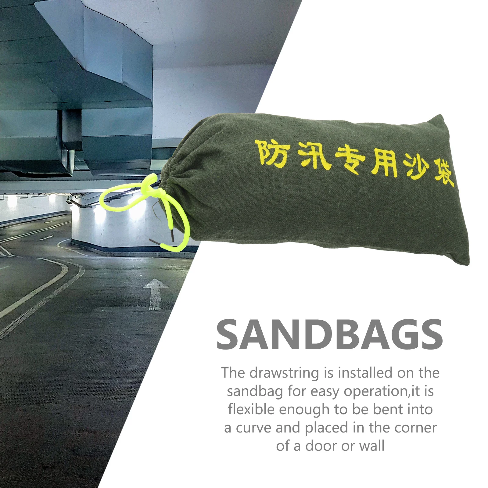 3 stks Lege Zandzak Voor Overstromingsbarrière Deur Waterstopper Garage Waterdichte Barrière Anti-Flood Zandzak Trekkoord Canvas Flood