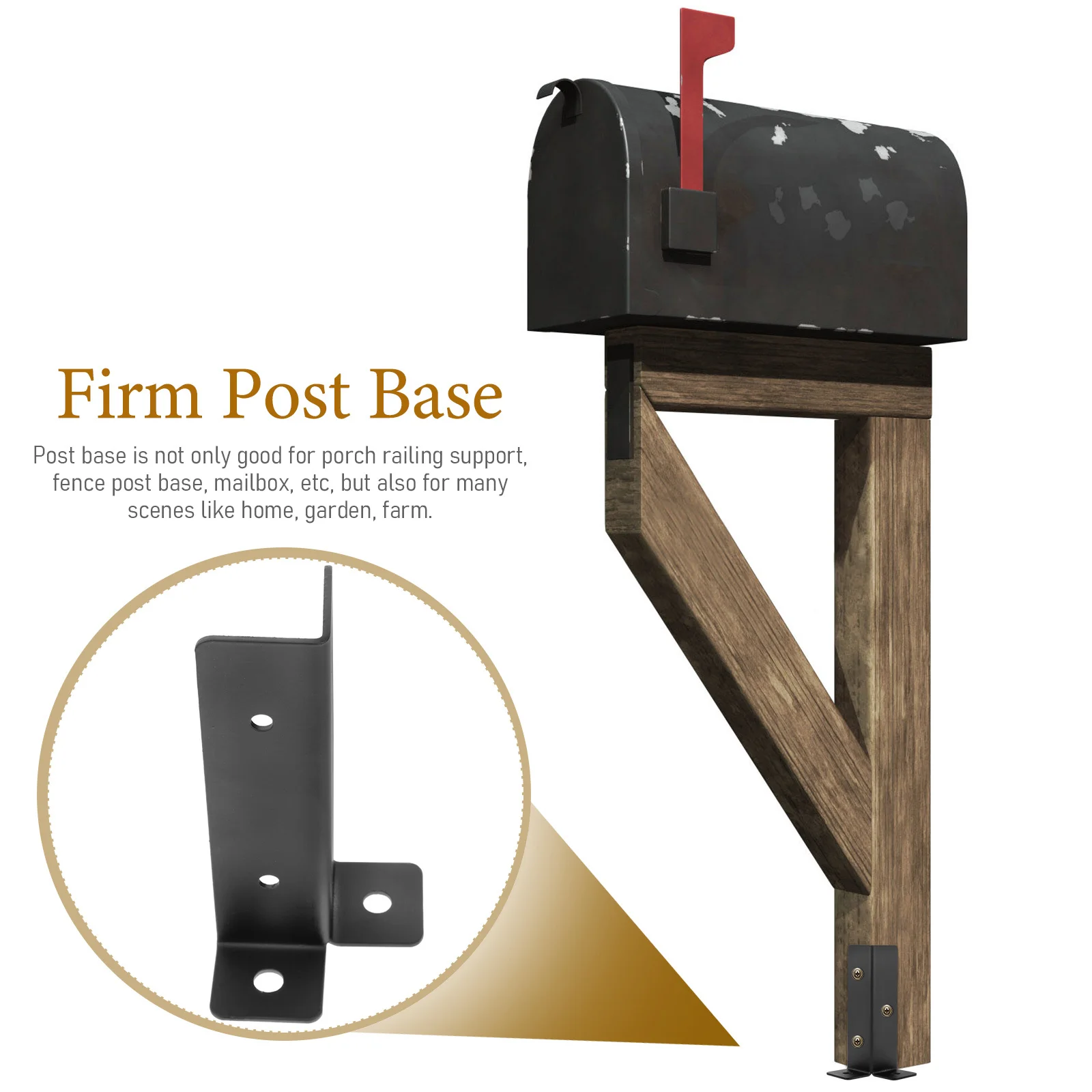 

1Set Metal Mailbox Post Base Heavy Duty Post Bracket Protectors Deck Fence Railing Support Mailbox Bracket Deck Railing Brackets