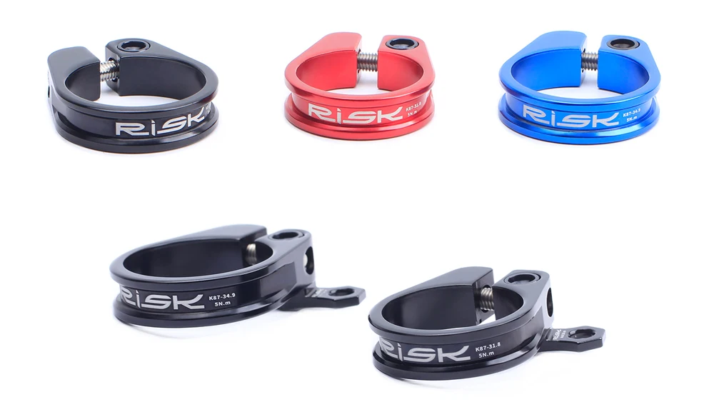 RISIKO 31,8mm 34,9mm Fahrrad Sattelstütze Klemme Aluminium MTB Mountain Road Fahrrad Sattelstütze Klemme Titan Bolzen mit Kabel Organizer – Detail 7