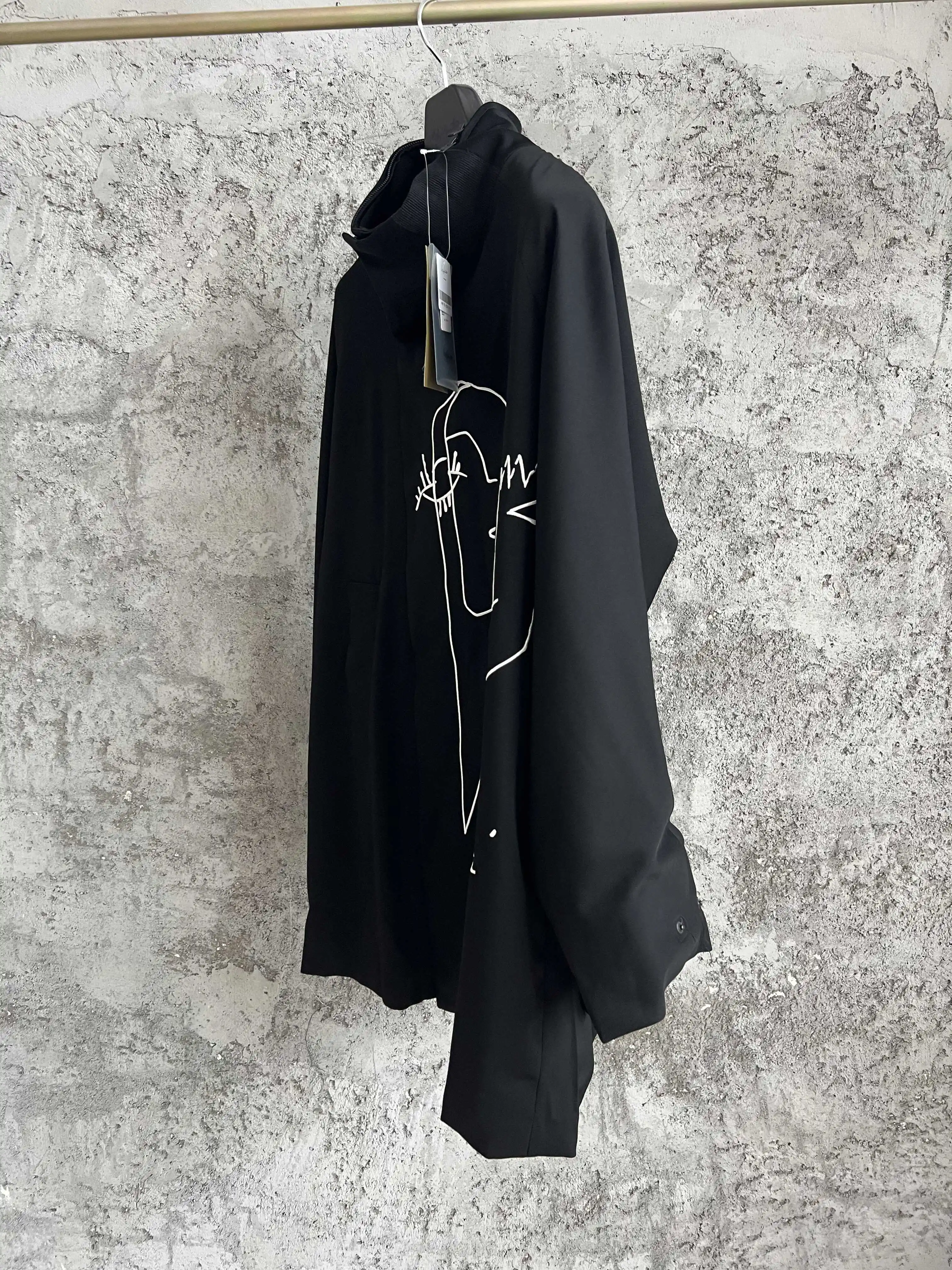 TOP-YAMAMOTO original design embroidered shaft-style windbreaker, wool coat, runway jacket
