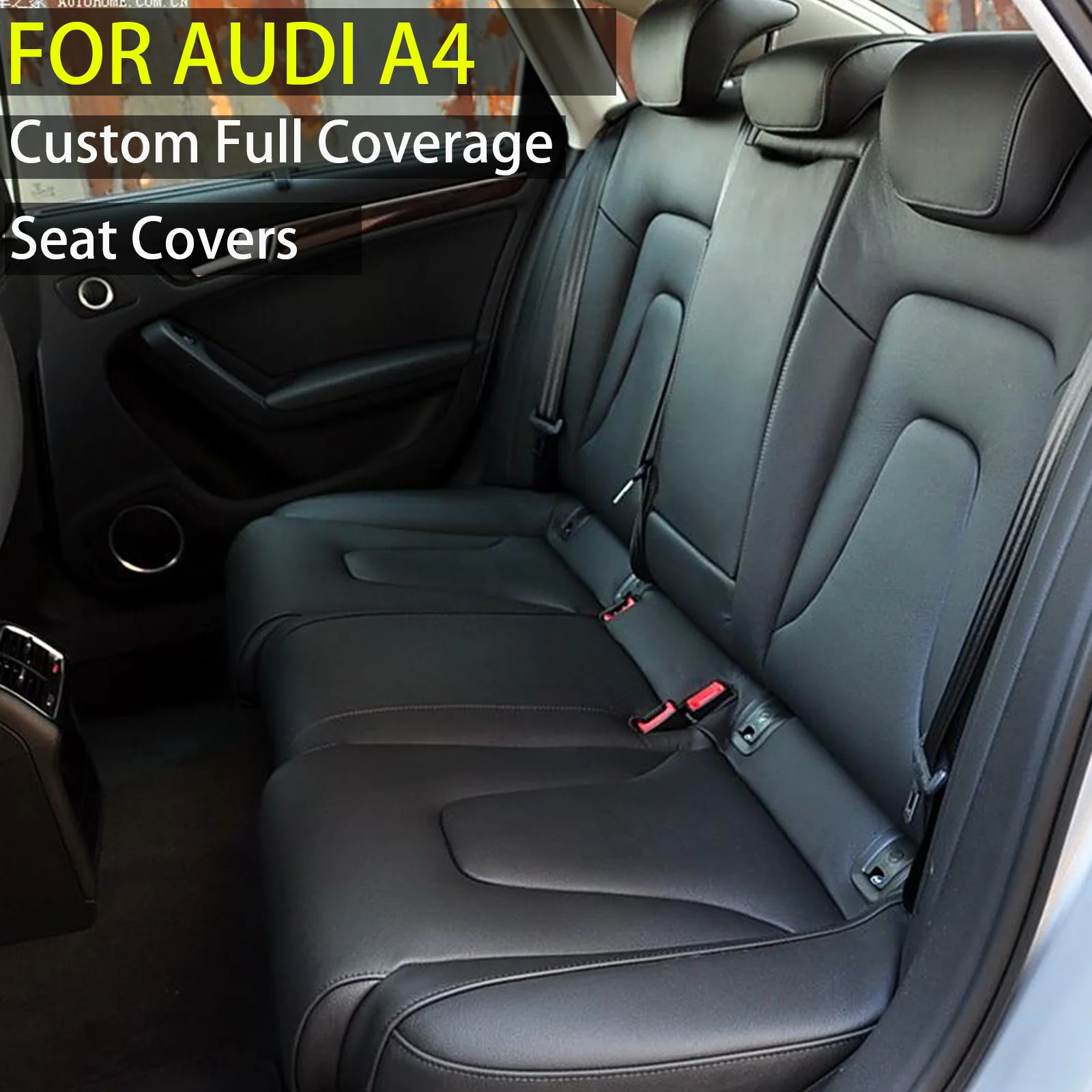 For Audi A4 B8 8K 2007 - 2015 Custom Fitted Artificial Leather Car Seat Covers Full Set Interior Protector Accessories