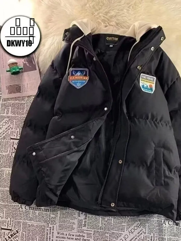 

Men's Winter Thiened Warm Casual Cotton Jaet Hooded Coat Heavy Bread Sle Long Sve Zipper Closure Color