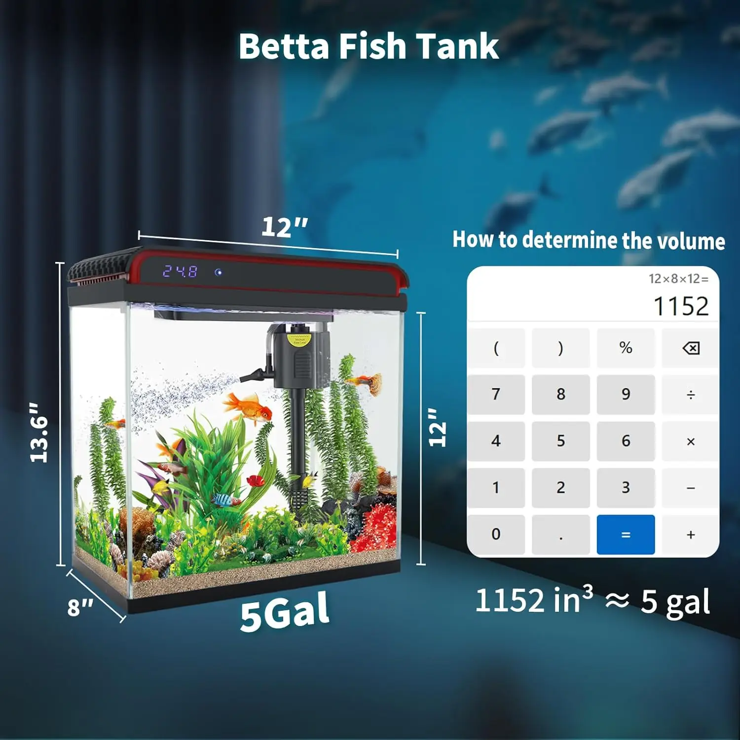 

5-gallon fish tank, Beida fish tank small aquarium entry-level kit, self-cleaning with 3 types of LED