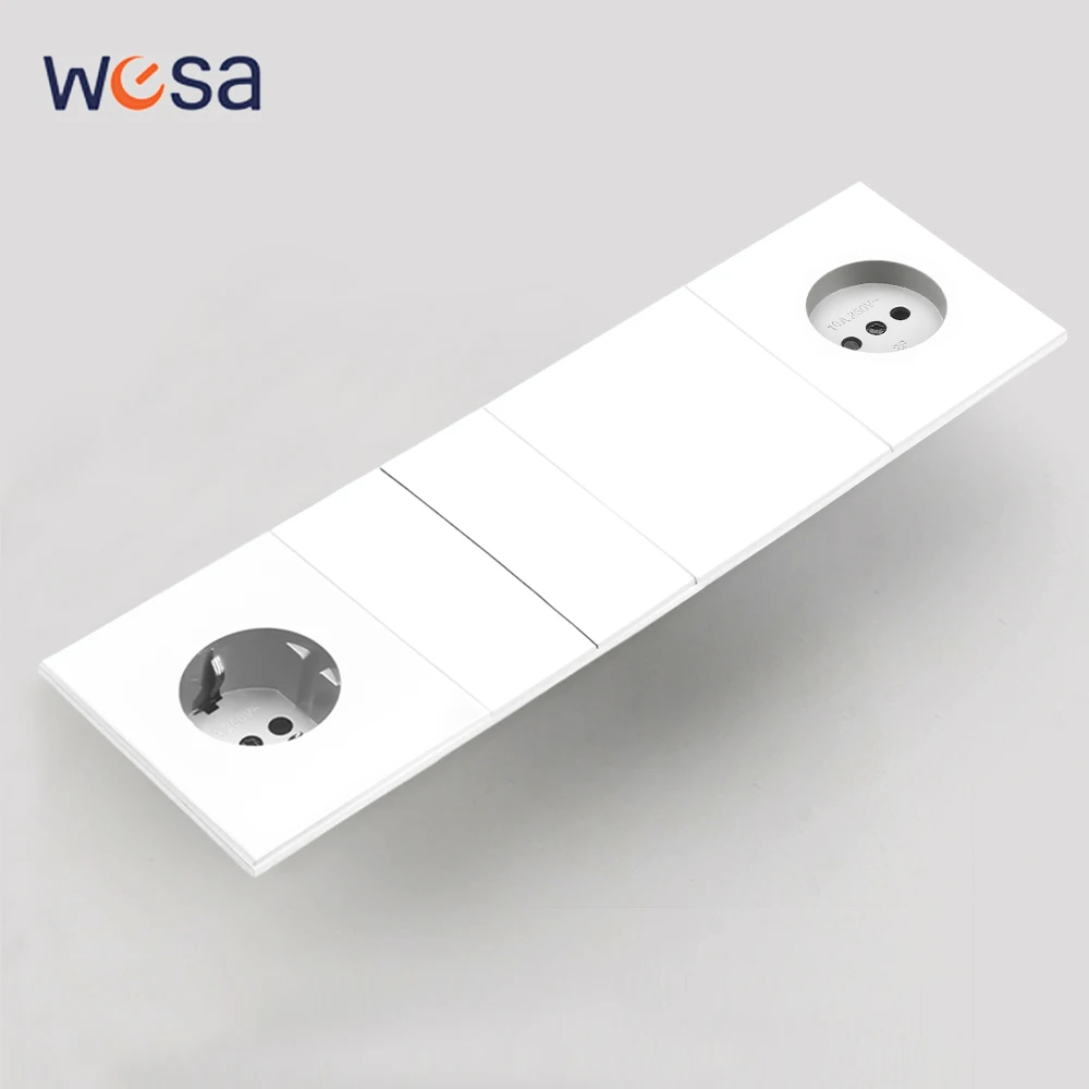 White Integrated Panel Embedded Button Light Switch Wall Socket Skin Feel Paint Power Sockets DIY Combination Embedded Paint