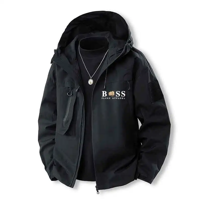 

New Fashion Trench Coat Hooded Track Jacket Men's Casual Sweatshirt Outdoor Mountaineering Jacket S-XXXL