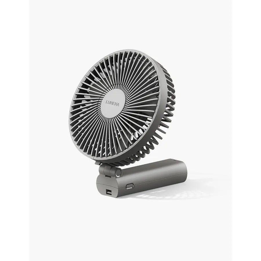 

Portable desk and travel fan with foldable handheld design, ABS plastic body, black color, 4800mAh USB-C rechargeable battery,