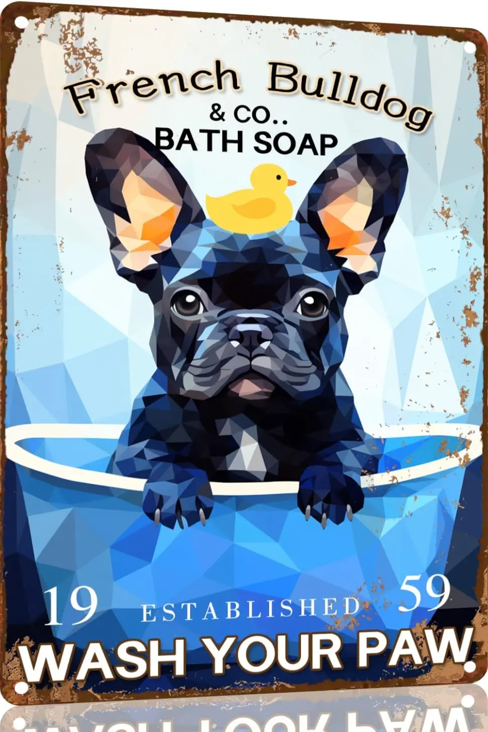 French Bulldog Funny Metal Sign Gifts Decor Vintage Bathroom and Bathtub Metal Tin Sign Decor Dog Lovers Home Bar Restroom Toile