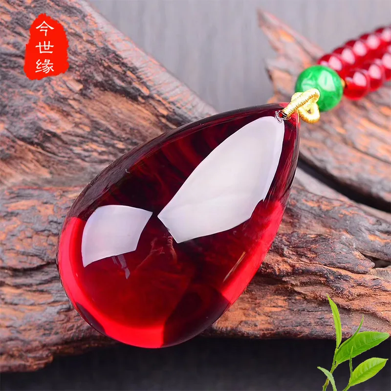 Blood Amber Water Drop Pendant Zhenping New Spot Wholesale Amber Beeswax Offline Entity Supply Beeswax Crafts