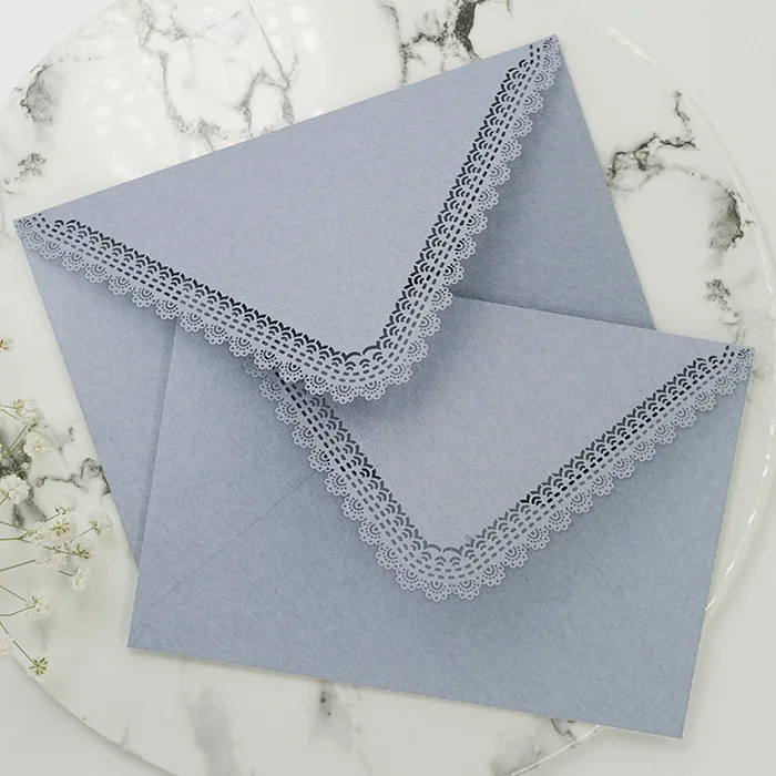 5pcs/set Vintage Hollow Lace Envelopes For DIY Card Storage, Wedding Invitation, Gift Packing Customized