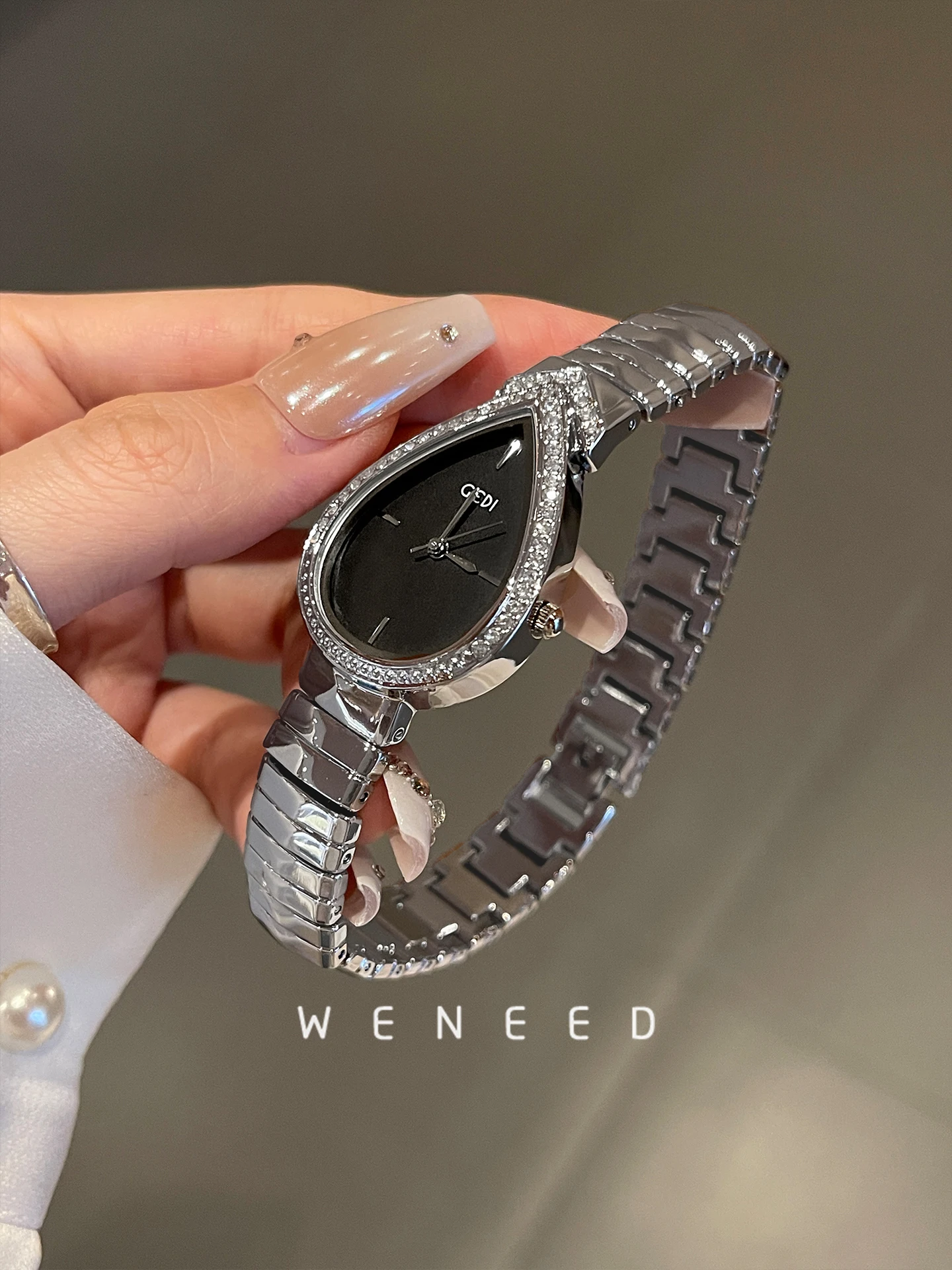 ساعة جديدة لعام 2025 للنساء، تصميم قطرة الماء الفاخرة الخفيفة، ساعة نسائية بمزاج راقي، ساعة نسائية أنيقة هدية أصلية #3